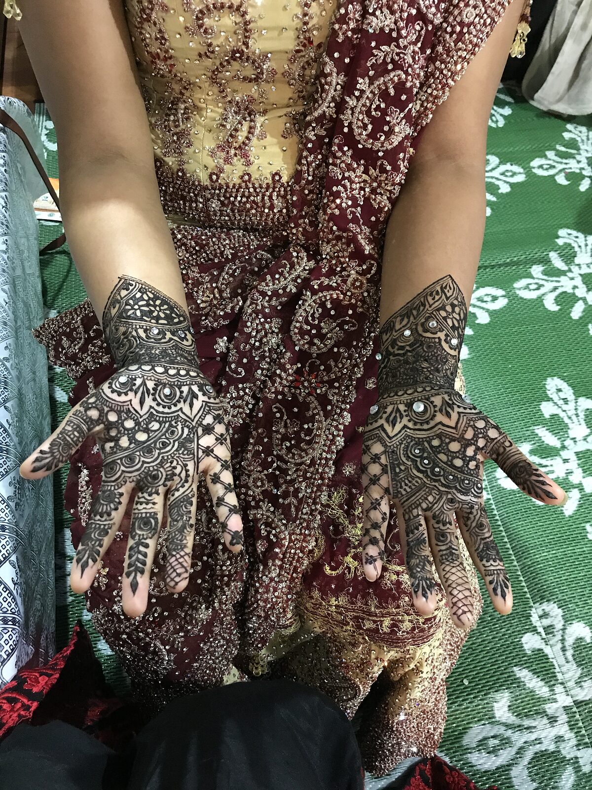 Bride in a green saree